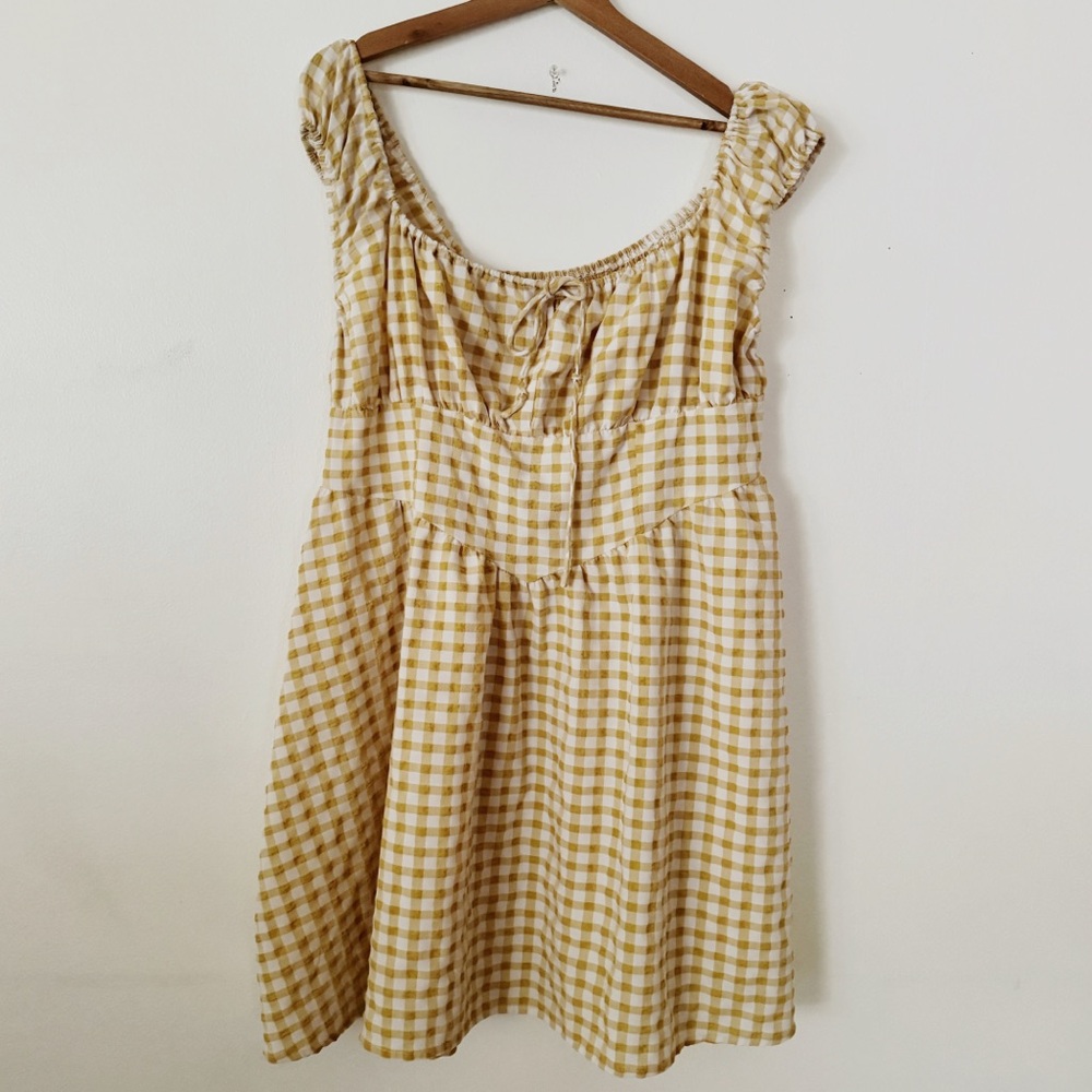 Cider Yellow Gingham Mini Dress